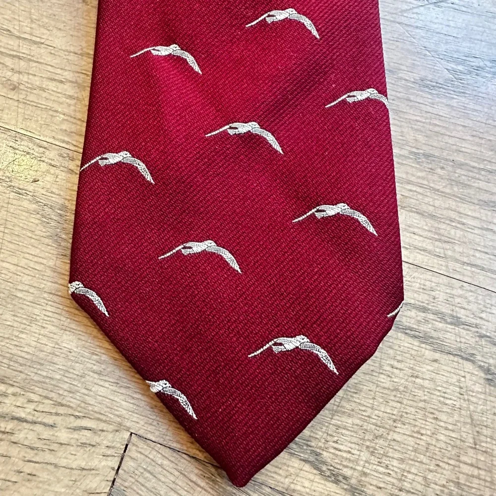 Vintage‎ Robert Talbott Necktie Burgundy Bird Print Silk Blend Tie Mens